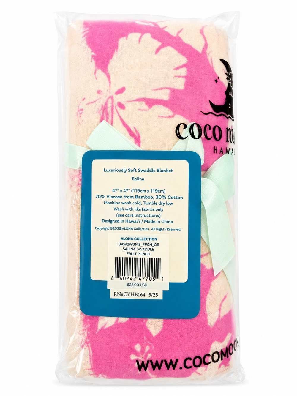 Coco Moon Pink Floral Swaddle Blanket - Salina